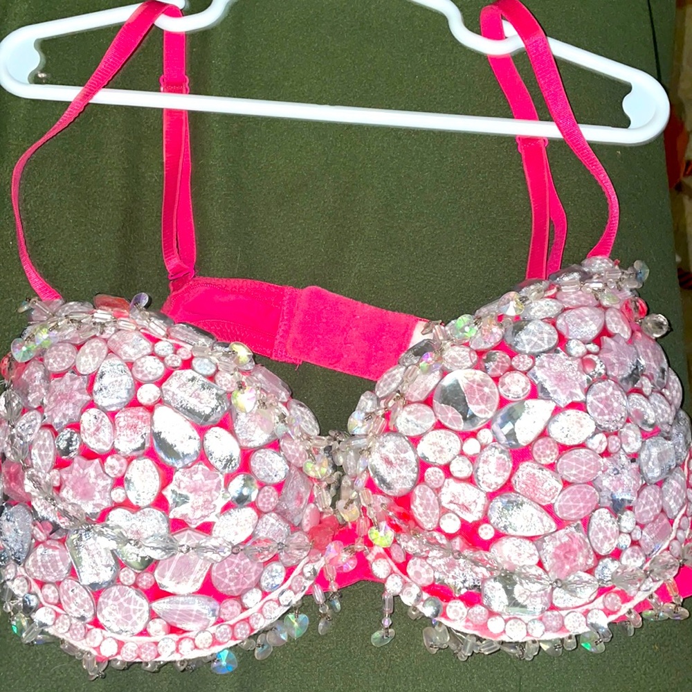 Custom made hot pink rave bra